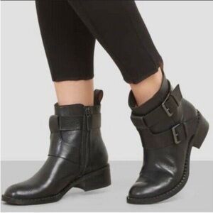 Gentle Souls by Kenneth Cole 'Best of' Ankle Moto Boots Black Leather Zip Buckle